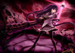 10s 1girl 7.62x51mm_nato akemi_homura akemi_homura_(magical_girl) ammunition ammunition_belt ammunition_chute argyle_clothes argyle_legwear at4 b.t.l._(s900712z) black_hair btl bullet cloud debris frilled_skirt frills fully_powered_cartridge gatling_gun grey_eyes gun hairband handgun high-explosive_anti-tank_(warhead) lmg_cartridge long_hair m1_bazooka machine_gun magical_girl mahou_shoujo_madoka_magica mahou_shoujo_madoka_magica_(anime) man-portable_anti-tank_systems medium_machine_gun military_cartridge minigun multiple-barrel_gun pantyhose pistol recoilless_gun ribbon rifle_cartridge rocket-propelled_grenade rocket_(projectile) rocket_launcher rotary_machine_gun rpg rpg-7 rpg_(weapon) skirt sky soul_gem walpurgisnacht_(madoka_magica) weapon witch_(madoka_magica)