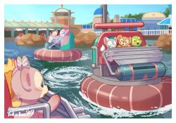 3boys 4girls animal_ears cookieann disneyland duffy_and_friends duffy_the_disney_bear fox_girl gelatoni highres linabell looking_at_viewer multiple_boys multiple_girls no_humans olu_mel rabbit_ears rabbit_girl shelliemay smile stellalou takatmaorange turtle_boy water