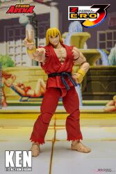 Rule 34 | 1boy, action figure, bare shoulders, barefoot, ken masters, martial arts belt, photo (medium), storm arena, storm collectibles, street fighter, street fighter zero (series)