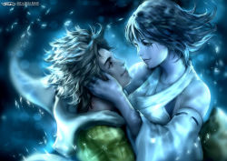 00s 1boy 1girl blonde_hair couple final_fantasy final_fantasy_x short_hair the_art_mage tidus yuna