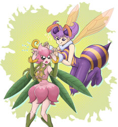 abdomen_tail arthropod_girl darkstalkers digimon digimon_(creature) fairy flower highres lilimon monster_girl petals plant_girl q-bee