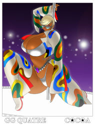 1girl ass breasts curvy dark-skinned_female dark_skin eiden female_focus gigantic_breasts glasses huge_breasts solo stripper wide_hips