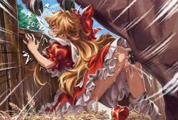 !? 1boy 1girl animal_penis ass bestiality blush brown_hair butterchalk closed_eyes cum cum_in_pussy cum_overflow dress elise_liedl erection from_behind hetero highres horse horse_penis little_goody_two_shoes loli long_hair open_mouth penis red_dress red_shoes sex sex_from_behind shoes socks star_(symbol) tagme vaginal very_long_hair white_socks