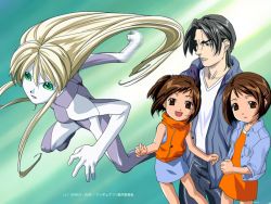 00s 1boy 3girls dd domoto_daisuke figure_17 highres multiple_girls shiina_hikaru shiina_tsubasa short_hair siblings sisters twins