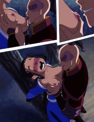 1boy 1girl avatar:_the_last_airbender avatar_legends blush brainiacx breasts comic grabbing_another&#039;s_breast groping hetero katara nature nipples open_mouth outdoors plant teeth tongue tongue_out zuko