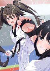 barefoot high_kick highres japanese_flag karate kicking nao_(user_yscg3873) soles taekwondo