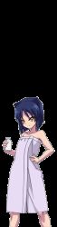 1girl akaga_hirotaka animal_ears animated animated_gif aq_interactive arcana_heart backpack bag bare_legs blue_hair breasts brown_eyes daidouji_kira drinking female_focus hand_on_own_hip happy looking_at_viewer milk naked_towel official_art randoseru shiny_skin short_hair small_breasts smile solo standing towel