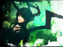 Rule 34 | 10s, 1girl, 3d, arsenixc, bad id, bad pixiv id, black hair, black rock shooter, choker, dead master, female focus, green eyes, highres, horns, original, realistic, solo, wings