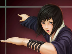 Rule 34 | 1girl, black eyes, black hair, female focus, gradient background, japanese clothes, naruto, naruto (series), shizune (naruto), short hair, solo, tk (tk&#039;s level4), upper body