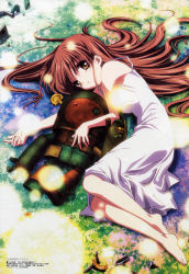 Rule 34 | 00s, 1girl, absurdres, barefoot, clannad, doll, dress, garbage doll, girl from the illusionary world, highres, ikeda kazumi, junk, long hair, lying, megami magazine, pinup (style), sundress