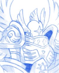 Rule 34 | angel, angel boy, armor, crests (digimon), digimon, digimon (creature), highres, monochrome, seraphimon, wings