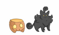 :3 cat closed_mouth dinodoggie fangs gen_6_pokemon looking_at_viewer nintendo no_humans pokemon pokemon_(creature) pumpkaboo pumpkin simple_background smile solo standing white_background yellow_eyes