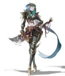 Rule 34 | 1girl, absurdres, aqua hair, arm at side, arowana2111, black gloves, black pants, boots, breasts, brown boots, brown gloves, cleavage, commentary, contrapposto, cropped shirt, crossed legs, english commentary, fingerless gloves, gloves, high heel boots, high heels, highres, hood, long bangs, long sleeves, midriff peek, navel, original, pants, solo, watson cross