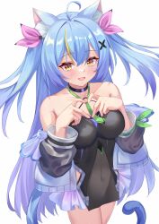 1girl absurdres ahoge bad_tag blush breasts cat_girl cybermyth godsoul heart highres non-web_source smile solo streaked tail virtual