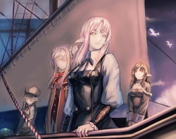 Rule 34 | 4girls, bird, blonde hair, brown hair, newsboy cap, double bun, hat, multiple girls, one eye closed, pixiv fantasia, pixiv fantasia 5, pointy ears, ryuuzaki ichi, wink, yellow eyes