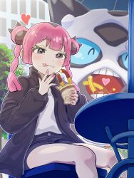 Rule 34 | 1girl, coral (pokemon), eyelashes, gen 3 pokemon, glalie, highres, nintendo, pink hair, pokemon, pokemon (anime), pokemon (creature), pokemon horizons, runachikku, twintails