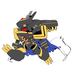 Rule 34 | alphamon, armor, black armor, black helmet, chibi, dawu233, digimon, digimon (creature), forehead jewel, helmet, highres, knight, simple background, white background, yellow eyes