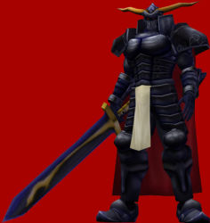 1boy 3d armor helmet knight legaia_2_duel_saga legaia_densetsu lowres male_focus natsumi_arisawa official_art red_background simple_background solo sword weapon