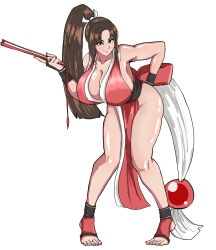1girl breasts brown_eyes brown_hair fatal_fury huge_breasts japanese_clothes long_hair shiranui_mai the_king_of_fighters