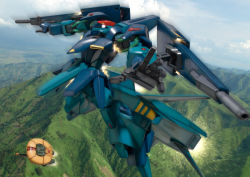 asshimar cloud day gaplant gundam mecha mountain no_humans robographer robot sky zeta_gundam