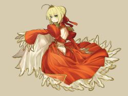 1girl ass_cutout blonde_hair butt_crack clothing_cutout dress fate/extra fate/grand_order fate_(series) highres nero_claudius_(fate) nero_claudius_(fate/extra) red_dress smile tagme zhang5180