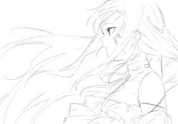 1girl bang_dream! closed_mouth crying crying_with_eyes_open facial_mark floating_hair greyscale highres kanade_(kanade_3344) long_hair minato_yukina monochrome neck_ribbon ribbon rose_(yumenokessho) sidelocks solo spot_color tears upper_body yellow_eyes yumenokessho
