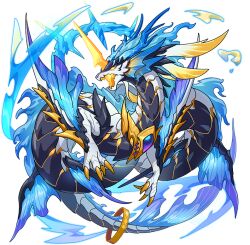 dragon dragon_village_(series) dragon_village_collection fins game_cg horns no_humans official_art single_horn third-party_source transparent_background varunas_(aquris)_(dragon_village) varunas_(dragon_village) water yellow_eyes
