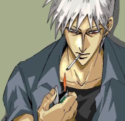 1boy akagi akagi:_yami_ni_oritatta_tensai akagi_shigeru fukumoto_mahjong grey_background lowres male_focus simple_background solo tagme