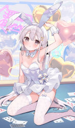 animal_ears balloon breasts hamaken._(novelize) heart_balloon highres long_hair looking_at_viewer poker rabbit_ears rabbit_girl white_hair