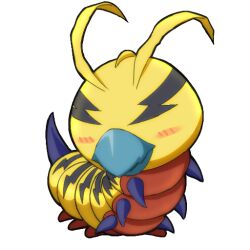 antennae blush caterpillar digimon digimon_(creature) drash kunemon looking_at_viewer no_humans simple_background solo transparent_background