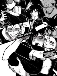 breasts grabbing_another&#039;s_breast grabbing_from_behind groping gun handgun itadori_yuuji jujutsu_kaisen large_breasts mark_gavatino medium_hair molestation revolver ryoumen_sukuna_(jujutsu_kaisen) sequential weapon zen&#039;in_mai