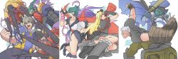 Rule 34 | 1girl, 2boys, bancholilimon, banchomamemon, banchostingmon, baseball bat, bug, coat, coat on shoulders, digimon, evolution, flower, highres, ivan (digimon), multiple boys, nanami (digimon), tsubasa kouki