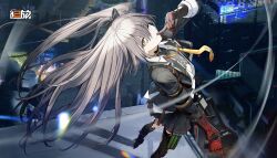 Rule 34 | 1girl, absurdres, breasts, brown hair, girls&#039; frontline, girls&#039; frontline 2: exilium, gun, h&amp;k ump, hair between eyes, highres, jacket, leva (girls&#039; frontline 2), long hair, looking at viewer, necktie, official art, official wallpaper, open clothes, open jacket, open shirt, ponytail, prosthesis, prosthetic arm, shirt, side ponytail, small breasts, submachine gun, third-party source, ump45 (girls&#039; frontline), weapon, white shirt, yellow eyes, yellow necktie