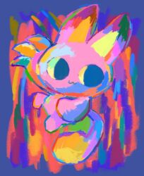1other :3 animal_ears cat_ears cat_tail chibikemo claws colored_sclera colorful furry highres hue_shifting myaotchi neon_palette other_focus petday pink_fur solo tail tamagotchi tamagotchi_(creature) tamagotchi_uni yellow_sclera