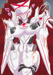 Rule 34 | 1girl, a.k.o.t., absurdres, black nipples, blush, colored nipples, heart, helmet, highres, mecha, no.1 sentai gozyuger, no humans, open mouth, purple eyes, queen tegajune, robot, solo, solo focus, super sentai, tegajune, tokusatsu