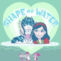 2girls 3boys elisa_esposito english_text monster_boy multiple_boys multiple_girls partially_submerged syuji_takeya the_shape_of_water umbrella