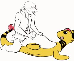 1boy 1girl ampharos animated animated_gif furry gen_2_pokemon hat hetero interspecies nintendo penis pokemon pokemon_(creature) sex simple_background size_difference