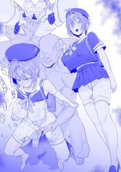 1boy 1girl age_difference backpack bag balding bar_censor bell beret blush breasts censored egg_vibrator fingering grabbing_from_behind groping hair_between_eyes hat hetero highres holding_strap jingle_bell large_breasts loafers monochrome multiple_views nannaru_(nananana) neckerchief nipple_rub nipple_stimulation nipples old old_man open_mouth original panties pleated_skirt puffy_nipples pussy pussy_juice pussy_juice_puddle pussy_juice_trail randoseru sailor_collar school_uniform serafuku sex_toy shoes short_hair skirt sound_effects spread_legs sweat thighhighs underwear vibrator vibrator_bulge vibrator_cord vibrator_in_thighhighs vibrator_on_nipple vibrator_under_clothes white_thighhighs