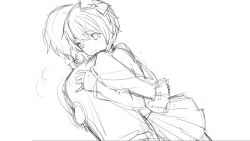 Rule 34 | 1boy, 1girl, blazer, blush, bow, commentary, cowboy shot, doki doki literature club, doki doki literature club plus, doki doki literature club school uniform, dot nose, double-parted bangs, dutch angle, english commentary, faceless, faceless male, frown, game cg, greyscale, hair bow, half-closed eyes, hands on another&#039;s back, head on another&#039;s shoulder, highres, hug, jacket, long sleeves, miniskirt, monochrome, non-web source, official art, open clothes, open jacket, pleated skirt, production art, protagonist (doki doki literature club), raised inner eyebrows, sad, satchely, sayori (doki doki literature club), school uniform, short hair, sidelocks, simple background, sketch, skirt, tareme, tearing up, unfinished, wavy hair, wavy mouth, white background