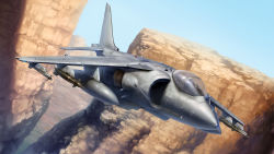 aircraft airplane androgynous av-8 bomb canyon cockpit day dutch_angle explosive fighter_jet gender_request hawker_harrier helmet military military_vehicle missile original pilot pilot_suit realistic sky solo taedu vehicle_focus