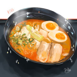 absurdres bowl food food_focus highres meat no_humans original pork softboiled_egg soup takisou_sou