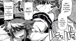 1boy 1girl ahegao all_fours ass bent_over blush clothes_lift doggystyle english_text hair_ribbon heart highres hoshino_kirara_(tamagoroo) legs moaning monochrome naughty_face open_mouth original pussy_juice ribbon school_uniform sex sex_from_behind shaded_face short_hair skirt skirt_lift smile spoken_heart sweat tamagoroo teeth thighs tongue tongue_out vaginal