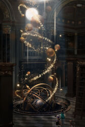 Rule 34 | 2others, ancient egyptian, animal, bookshelf, commentary request, fantasy, floating, floating object, hieroglyphics, highres, indoors, ladder, library, light particles, light rays, magic, mizuiro abokado, multiple others, orb, original, scenery, tail