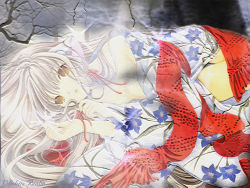 00s blonde_hair chii chobits hair_ornament hair_tubes long_hair tagme