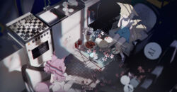 2girls absurdly_detailed_composition absurdres animal_ears arknights blonde_hair chinese_commentary commentary_request fox_ears fox_girl fox_tail green_eyes highres jqqs2002 kitsune kyuubi loaded_interior long_hair multiple_girls multiple_tails purple_hair shamare_(arknights) short_hair suzuran_(arknights) tail twintails