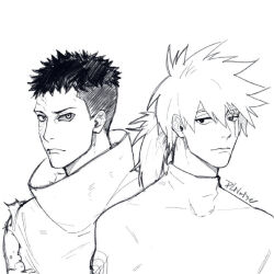 Rule 34 | 2boys, alternate hairstyle, hatake kakashi, high collar, long hair, male focus, mi lu zaosheng, mole, mole under mouth, multiple boys, naruto (series), naruto shippuuden, rinnegan, scar, scar across eye, scar on face, torn clothes, uchiha obito