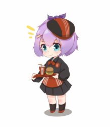1girl absurdres azur_lane burger green_eyes highres javelin_(azur_lane) kfc purple_hair