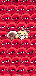 Rule 34 | 1girl, 6+others, :|, ahoge, angry, blonde hair, chibi, closed mouth, double-parted bangs, fortissimo, hair ornament, highres, hololive, hololive dev is, monday, multiple others, musical note, musical note hair ornament, otonose kanade, red eyes, sack, smile, smug, ta wam, twitter username, v-shaped eyebrows, virtual youtuber