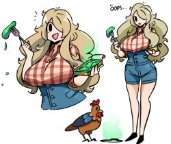 1girl bird chicken food mole mole_under_eye murgoten stella_(murgoten)