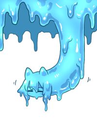 Rule 34 | 1girl, animal ears, closed eyes, facing viewer, fox ears, highres, kemomimi-chan (naga u), naga u, no mouth, original, simple background, slime (creature), slimification, solo, white background